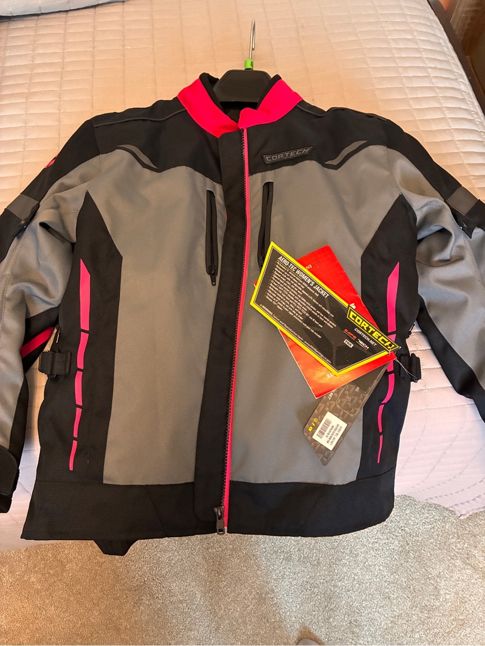 NWT Cortech Aero-Tec Women's Motorcycle Riding Jacket Grey Pink SM